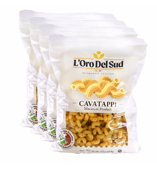 Cavatappi Pasta, Italian Pasta, Premium Quality Product of Italy (4 pack x 16 Oz) Non GMO, Corkskrew, Vegan, Kosher Certified by L'Oro del Sud