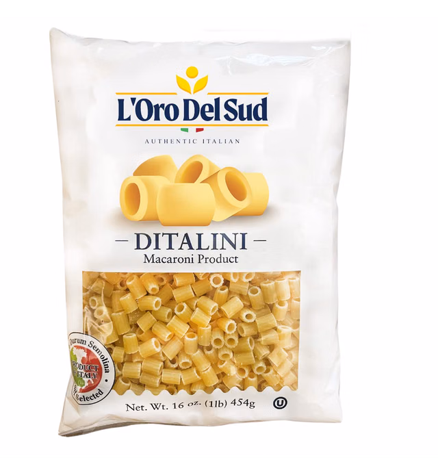 Ditalini Pasta, 4 pack, Italian Pasta, Bow-Tie Pasta, Premium Quality Product of Italy 16 Ounce (4 Pack) by L'Oro del Sud.