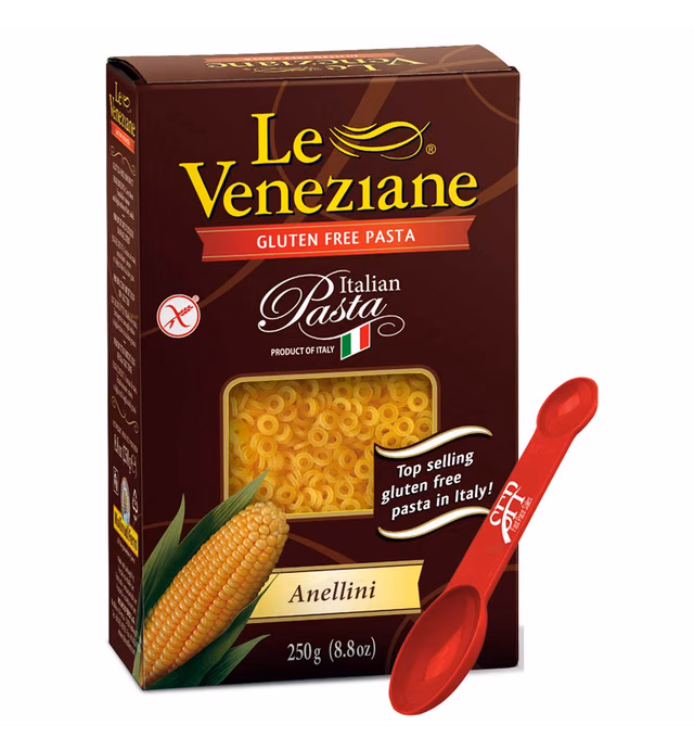 Le Veneziane Gluten Free Pasta Noodles ~ Anellini Noodles ~ Corn Pasta ~ 2 Count (8.8 Oz.)