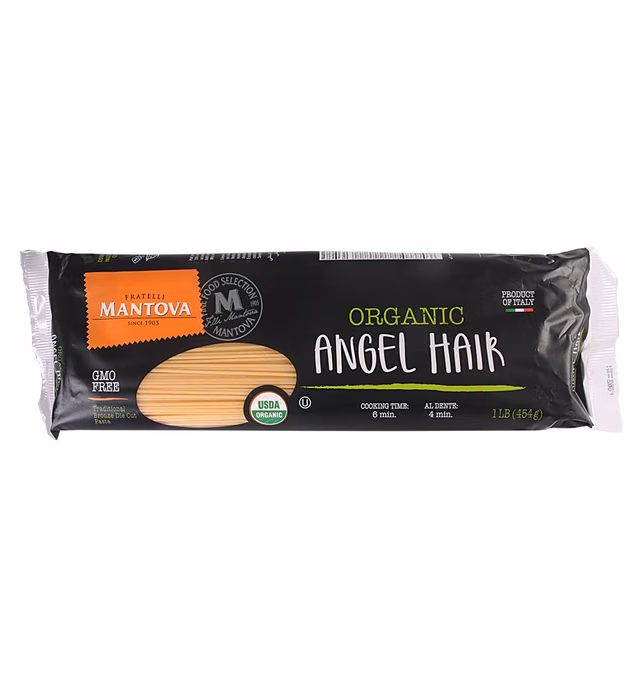 Mantova Italian Organic Pasta, Angel Hair, No. 1, 16-ounce Bags (Pack of 6)