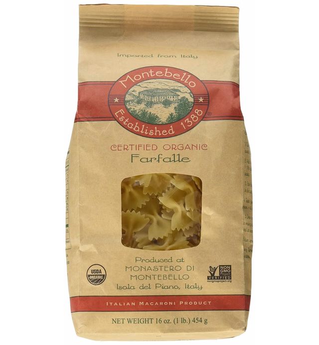 MONTEBELLO Organic Farfalle Pasta, 16 OZ