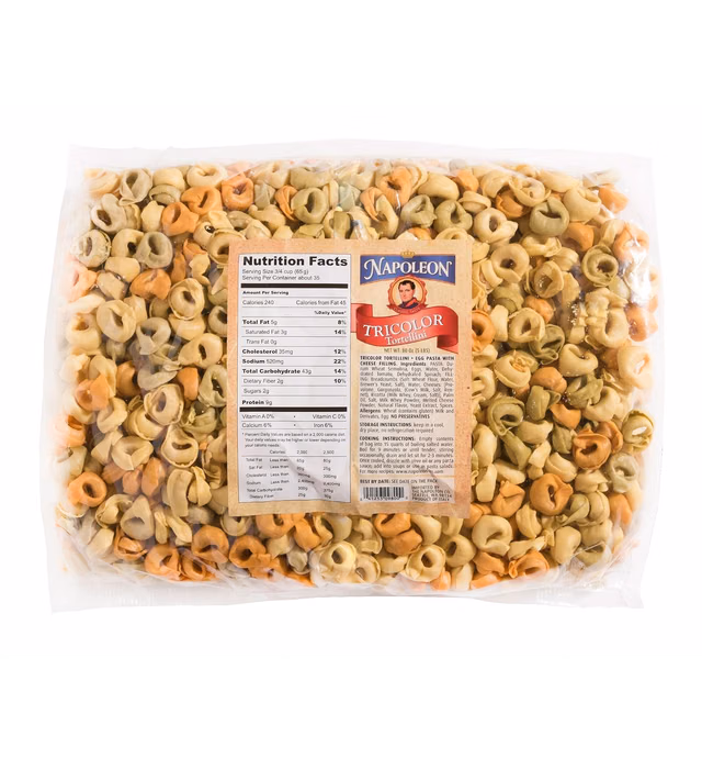 Napoleon Tricolor Tortellini Pasta, 5 Pound