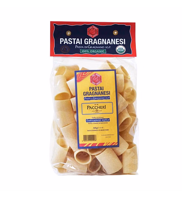 Paccheri Organic Italian Pasta di Gragnano I.G.P.| Pastai Gragnanesi | USDA Certified Organic| 17.6oz (500g)