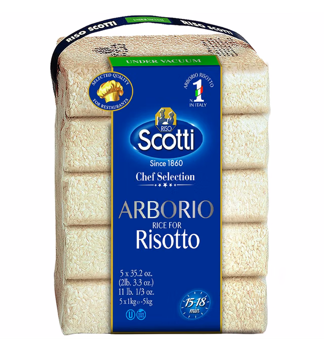 Arborio Rice for Risotto, 11 lbs (5x1 kg) Product of Italy, Chef Selection, Gluten Free, Non-GMO, Vacuumed Packed, Riso Scotti