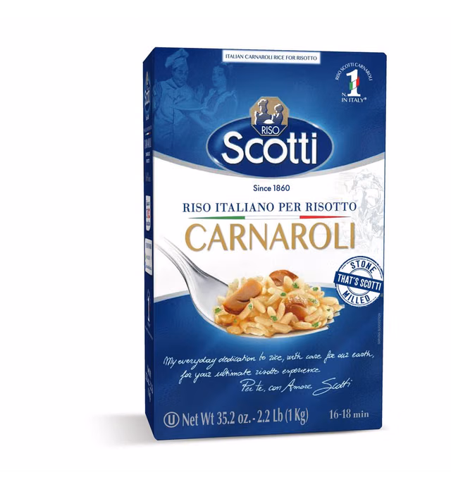 Riso Scotti, Carnaroli Risotto Rice, 2.2 lbs (1 kg), product of Italy, chef selected, gluten free, non-gmo, vacuumed packed