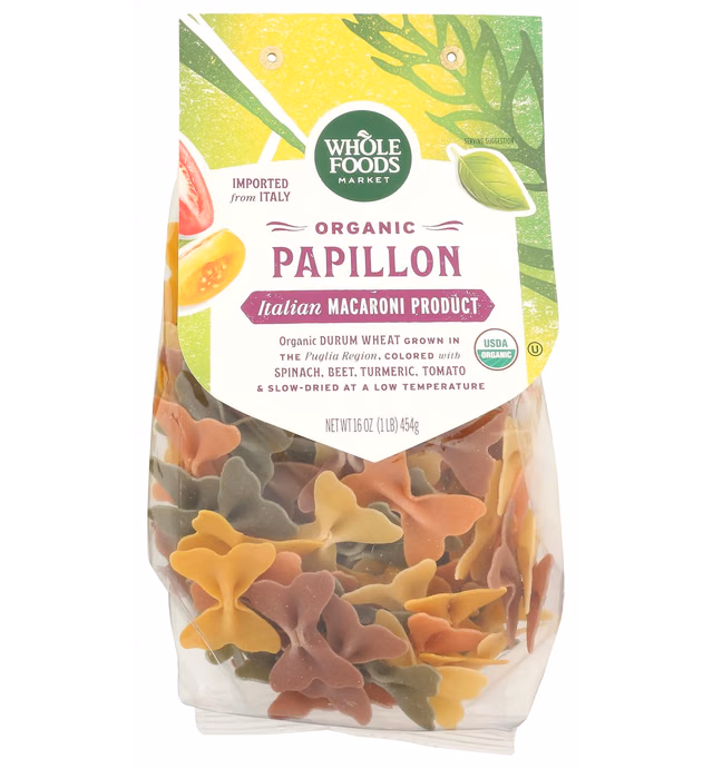 Whole Foods Market, Organic Pasta, Papillon with Roots & Vegetables, 16 Ounce