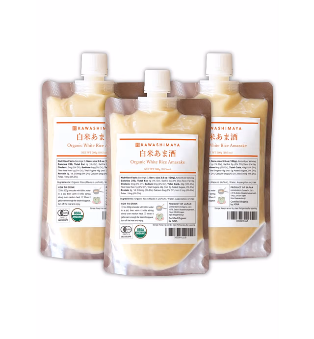 Kawashimaya Organic Amazake Drink from Fermented White Rice and Koji, Non Alcoholic, Sugar Free, Additive Free, Made in Japan10.5 oz (300g) (Pack of 3)