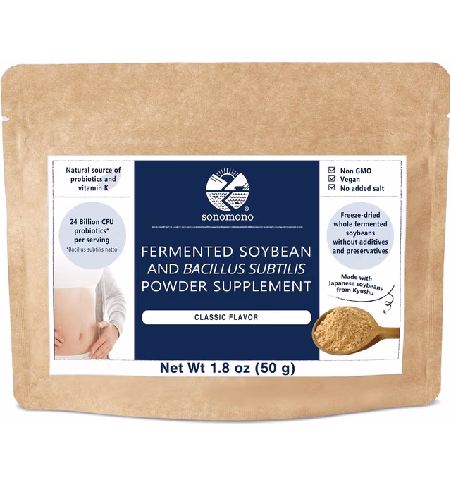 sonomono Natto Powder Classic, Fermented Soybean Powder for Gut Health, Natural Freeze-Dried Japanese, High in Probiotics, Vitamin K, Nattokinase, 50 g Bag