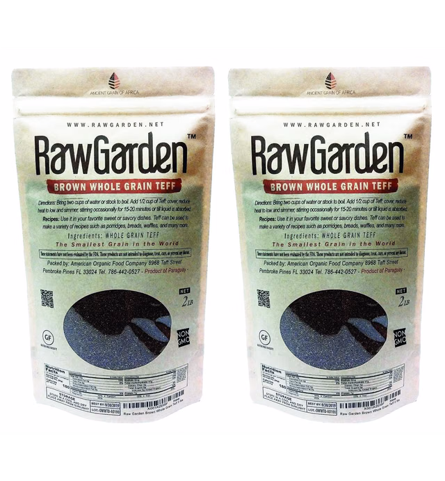 Raw Garden 4 Lbs Brown Whole Grain Teff 32 oz ( Pack of 2 ),Gluten Free Ancient Grain, Product of Paraguay