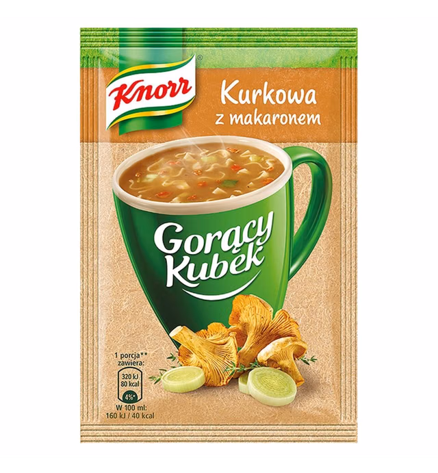 Knorr Goracy Kubek Kurkowa z Makaronem Instant Chanterelle Mushroom Soup with Pasta (5-Pack)