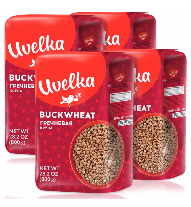 Uvelka Buckwheat Groats 800 Gram, Pack of 4