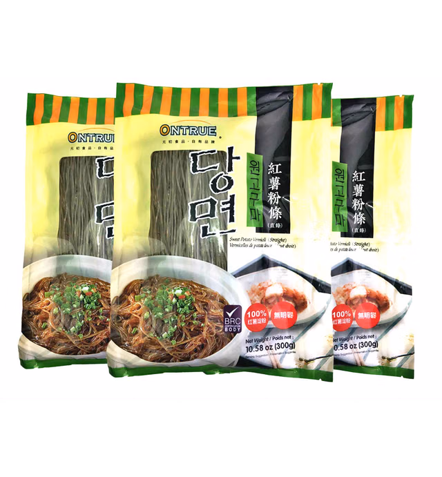 ONTRUE Sweet Potato Noodles, Korean Vermicelli Pasta, Fat-free and Gluten-free, 100% Sweet Potato Starch, No Additive, No Alum inside, 10.58 Oz（Pack Of 3）