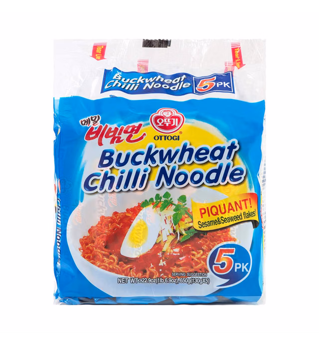 Ottogi Buckwheat Bibim Ramyon(Chilli Noodle), 4.58 Ounce (pack of 5) / 오뚜기 메밀 비빔면 5개입