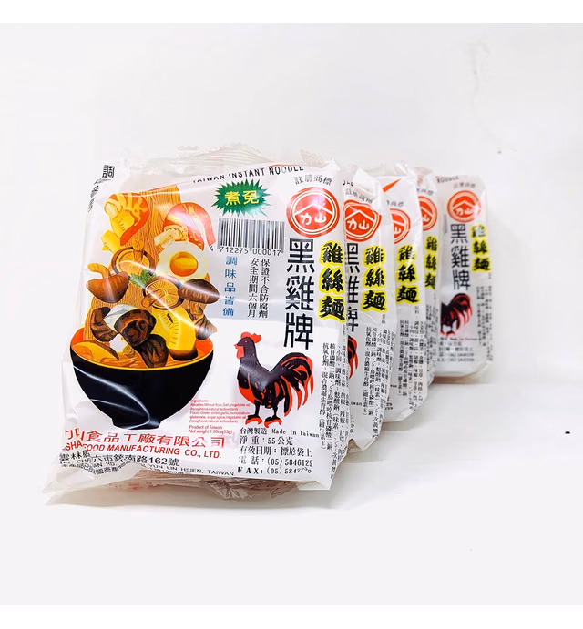 Lishan Taiwan Instant Noodles 黑雞牌 雞絲麵 - 5 Packs / Bag