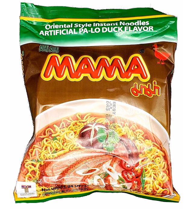 Mama Bulk Ramen Oriental Style Instant Noodles Artificial Pa-Lo Duck Flavor, 1.94 oz, 10 pack