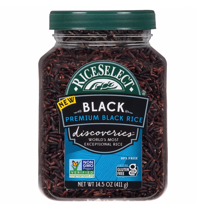 RiceSelect Discoveries Premium Black Rice, Whole Grain, Gluten-Free, Non-GMO, Vegan, 14.5-Ounce Jar