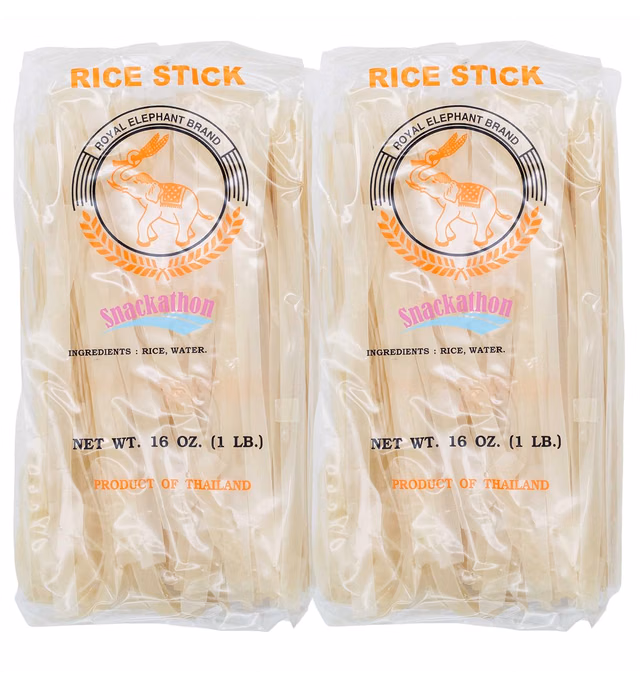 Wide Thai Rice Stick Noodles Xl (1cm) Pack of 2 (16 Ounce each)
