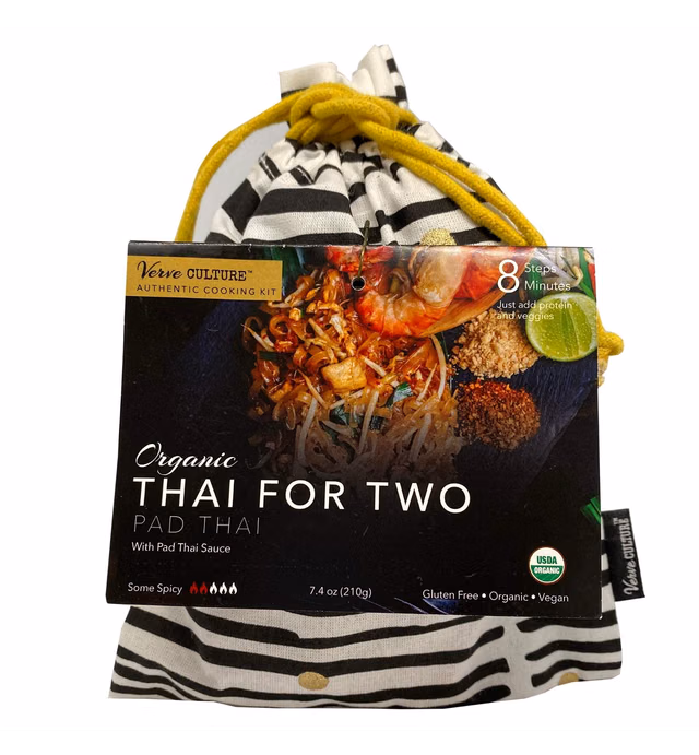 Verve Culture Thai for Two - Organic Pad Thai Noodles with Pad Thai Sauce | Authentic Thai Cooking Kit | Gluten-Free, Vegan