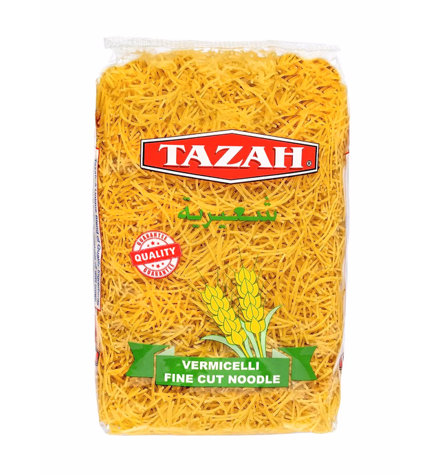 Tazah Vermicelli Pasta 15.87oz (450g) - Delicious, Nutritious, Quick-Cooking, Versatile Pasta - Ideal for Soups, Salads, Stir-Fry Dishes - Authentic Mediterranean Cuisine - Product of UAE