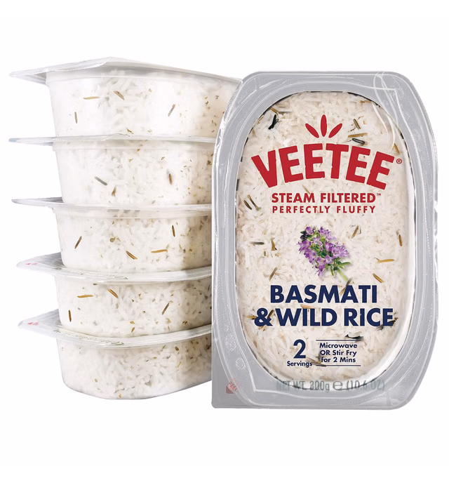 Veetee Basmati and Wild Rice - 2 Minute Rice Microwavable Meals - Instant Rice Meals Ready to Eat Gluten Free Precooked Rice - 10.6oz, Pack Of 6