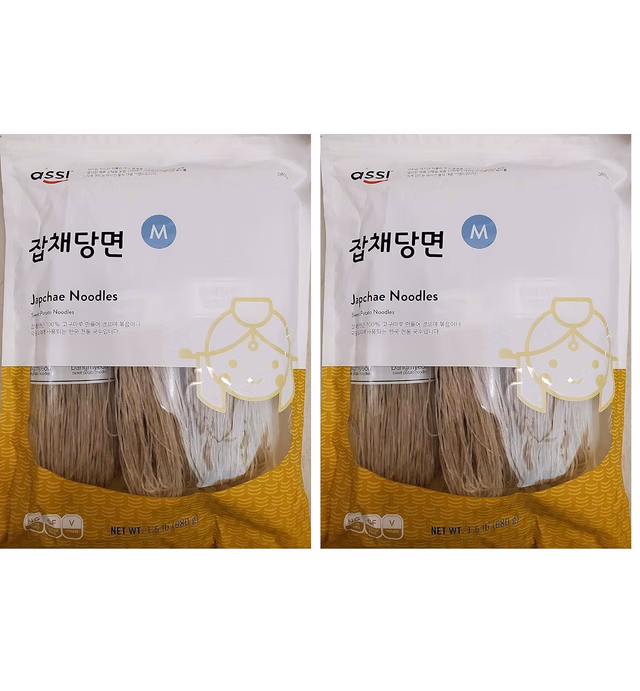 Assi, Sweet Potato Noodles 1.5 Pound, Jabchae, 24 Ounce (2-Pack)