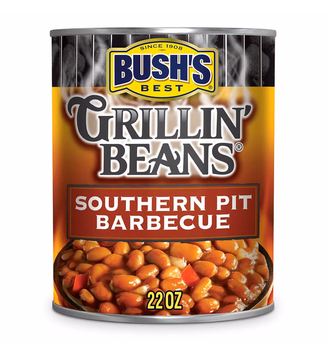 Bush's Canned Southern Pit Barbecue Grillin' Beans (Pack of 1), Plant-Based Protein, Good Source of Fiber, Vegetarian, Low Fat, Gluten Free, 22 oz