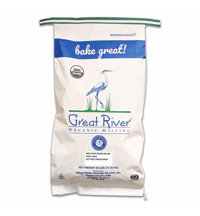 Great River Organic Milling, Whole Grain, Soft White Winter Wheat, Organic, 25-Pounds (Pack of 1)