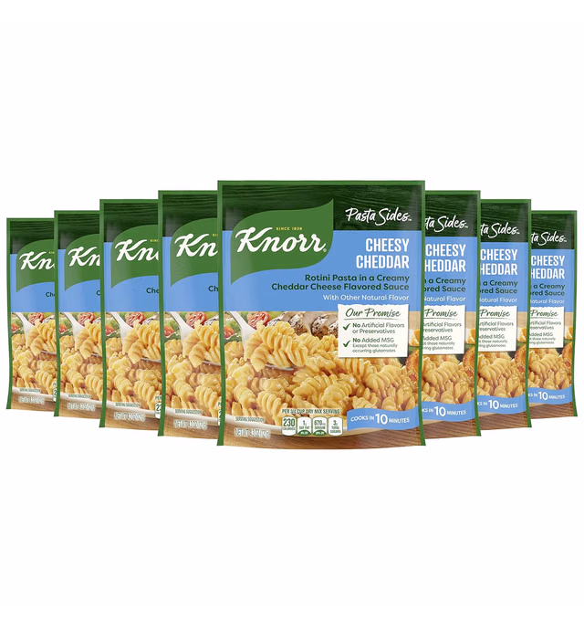 Knorr Pasta Sides For Delicious Quick Pasta Side Dishes Cheesy Cheddar Rotini No Artificial Flavors, No Preservatives, No Added MSG 4.3 oz (Pack of 8)