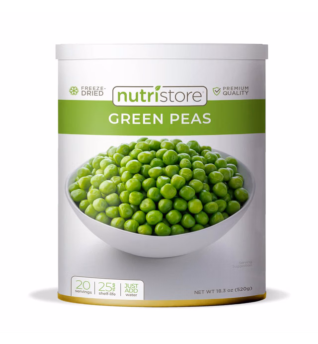 Nutristore Freeze Dried Green Peas | Vegetables for Healthy Snack or Long Term Storage | Emergency Survival Canned Food Supply | Bulk #10 Can Veggies | 25 Year Shelf Life | 20 Servings, 18.3 oz