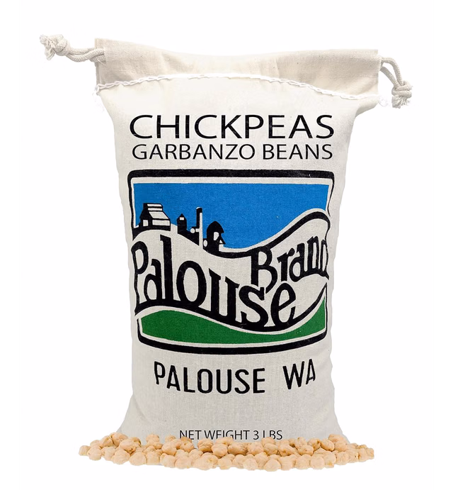 Chickpeas | Garbanzo Beans | 3 LBS | Family Farmed in Washington State | Desiccant Free | Non-GMO Project Verified | Kosher Parve | USA Grown | Field Traced | Cotton Drawstring Bag