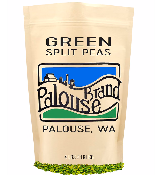 Green Split Peas | 4 LBS | Family Farmed in Washington State | Non-GMO Project Verified | Non-Irradiated | Kosher Parve | Field Traced | Resealable Kraft Bag | High in Protein