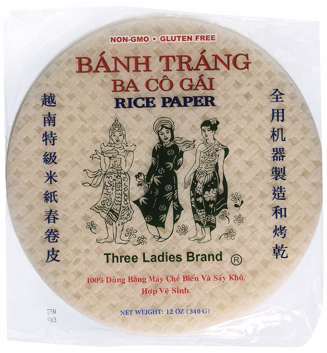 Three Ladies Spring Roll Rice Paper Wrappers Round 25cm (3pks)
