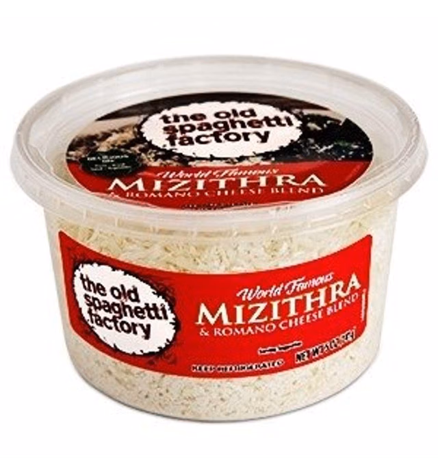 The Old Spaghetti Factory Grated Mizithra & Romano Cheese Blend - Case of 12x 5oz Tubs