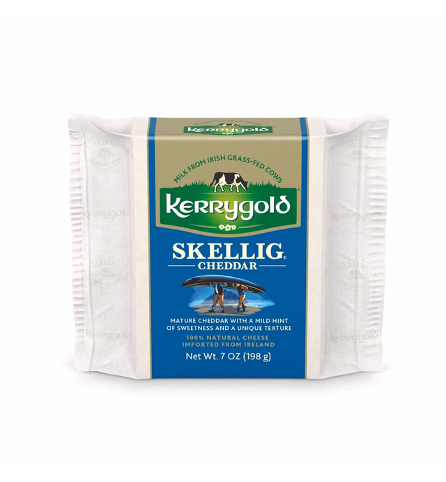 Kerrygold Skellig FW Wedge, 7 Ounce All-Natural Irish Cheddar Made with Milk from Grass-Fed Cows