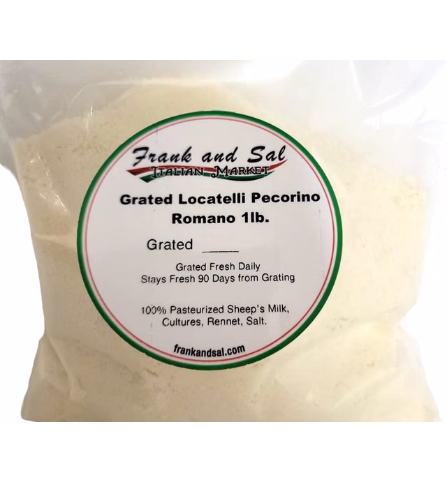 Fresh Grated Locatelli Pecorino Romano. Grated Cheese 1 Pound Imported from Italy. No Additives or Preservatives.