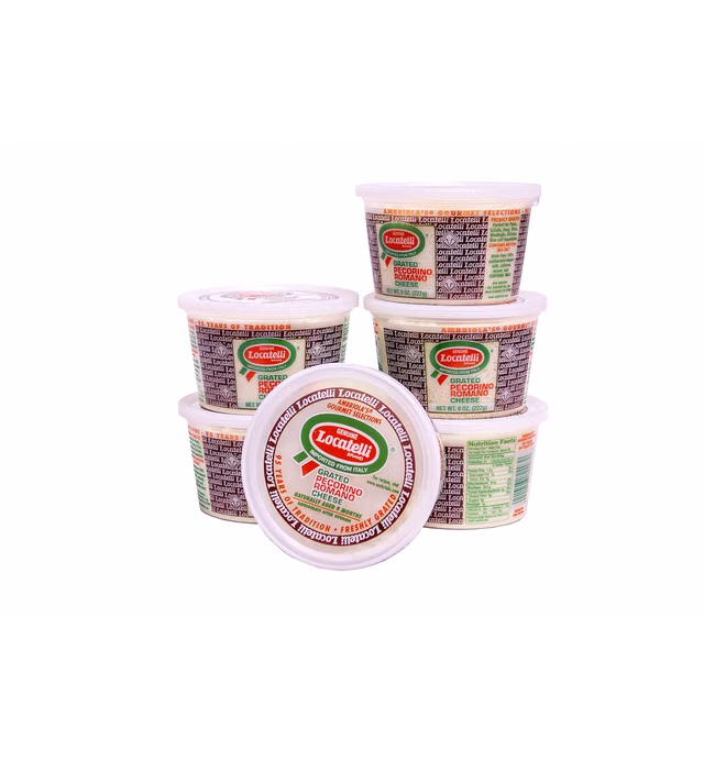 Locatelli Grated Pecorino Romano, 8 Oz Cups (Pack Of 6)