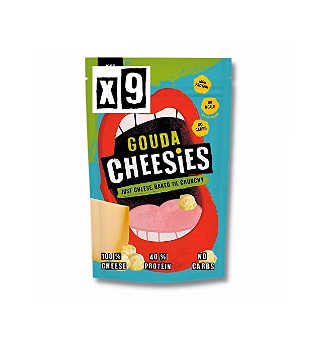 CHEESIES | Crunchy Cheese Keto Snack | Gouda | 100% Cheese | Sugar Free, Gluten Free, No Carb | High Protein and Vegetarian | Crunchy, Baked and Tasty | Multipack | 2.1 Ounces (Pack of 9)