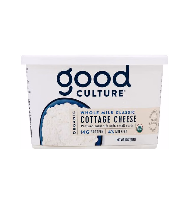 Good Culture Cottage Cheese Organic 4% Whole Milk Classic, 16 oz