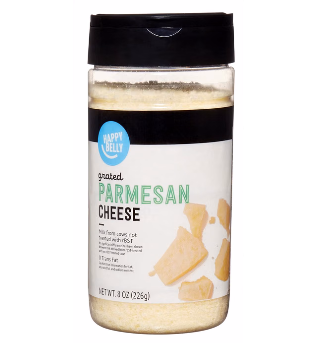 Amazon Brand - Happy Belly Grated Parmesan Cheese Shaker, 8 Oz