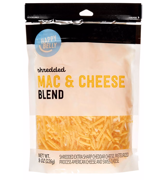 Amazon Brand - Happy Belly Mac & Cheese Blend, Shredded, 8 Oz
