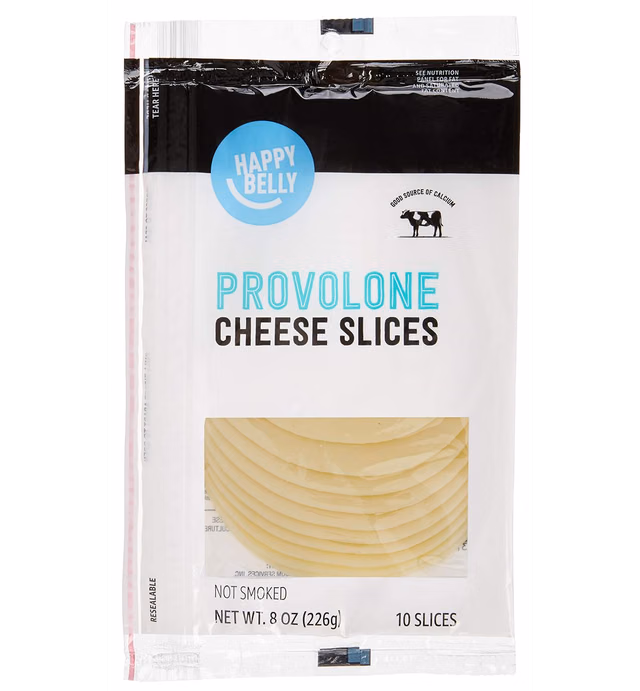 Amazon Brand - Happy Belly Sliced Provolone Cheese, 10 Slices, 8 Ounce