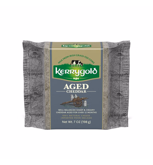 Kerrygold Aged Cheddar, 7 Ounce All-Natural Irish Cheddar Made with Milk from Grass-Fed Cows