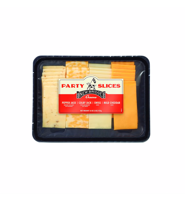 New Bridge Sliced Cheese Entertaining Flight, Pepper Jack/Co-Jack/Swiss/Mild Cheddar, 16 oz