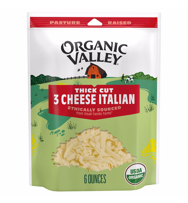 Organic Valley 3 Cheese Italian Thick Cut Shredded Cheese - 6oz