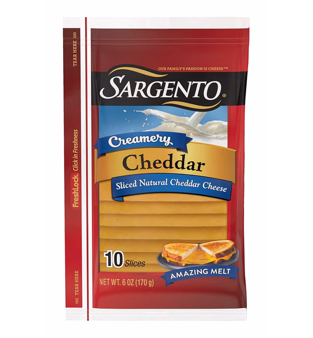 Sargento Creamery Sliced Natural Cheddar Cheese, 10 slices