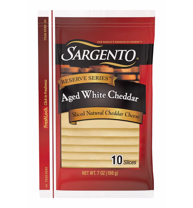 Sargento Reserve Series Sliced Aged White Natural Cheddar Cheese, 10 slices