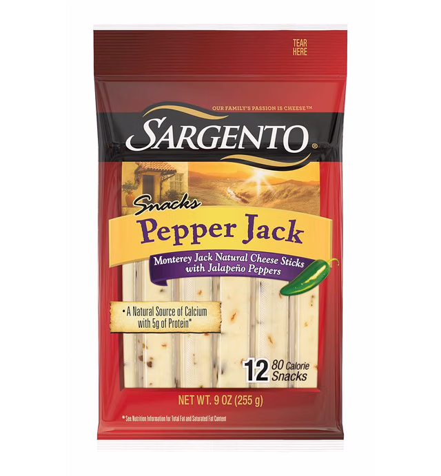 Sargento, Pepper Jack Natural Cheese Sticks 12-Count, 9 oz