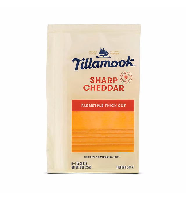 Tillamook Sharp Cheddar Cheese Slices, 8 oz (Packaging May Vary)
