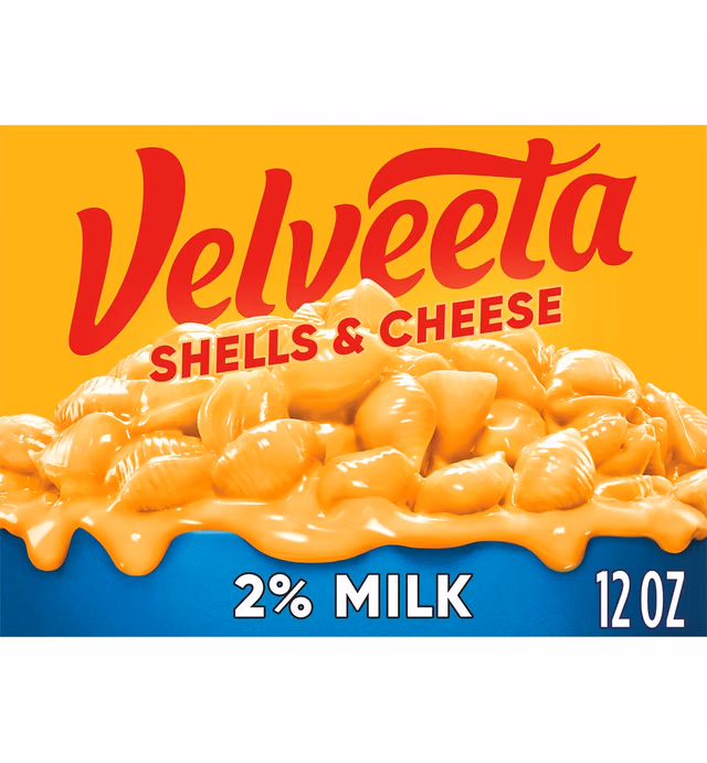 Velveeta Shells & Cheese Pasta with Cheese Sauce & 2% Milk Cheese Meal (12 oz Box)