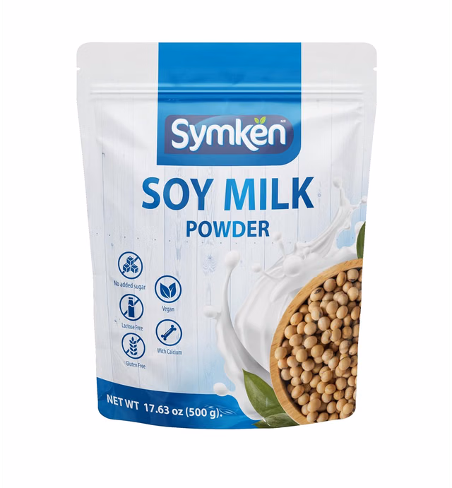 SYMKEN Sugar-free Soy Milk Powder 17.6 Oz (500g) | Vegan | High in Protein | Gluten free | Lactose free | Non-GMO | Plant-based | Non-Dairy | Added with Vitamins, Minerals, and Antioxidants